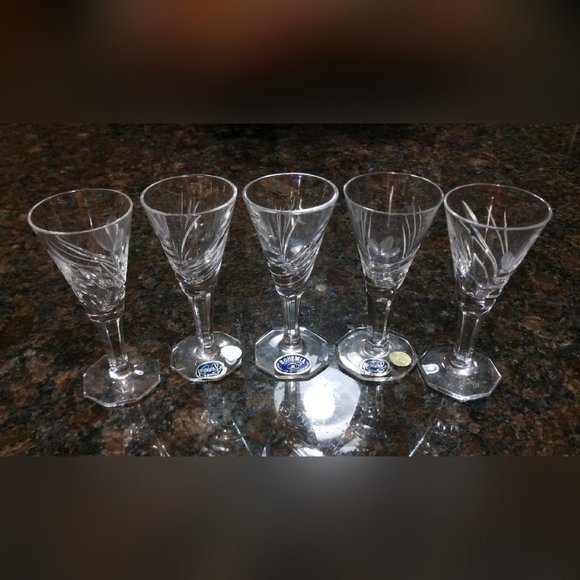 Bohemia-Czech Republic Other - Bohemia Cut/Etched Crystal Cordial Glass From Czech Republic-5